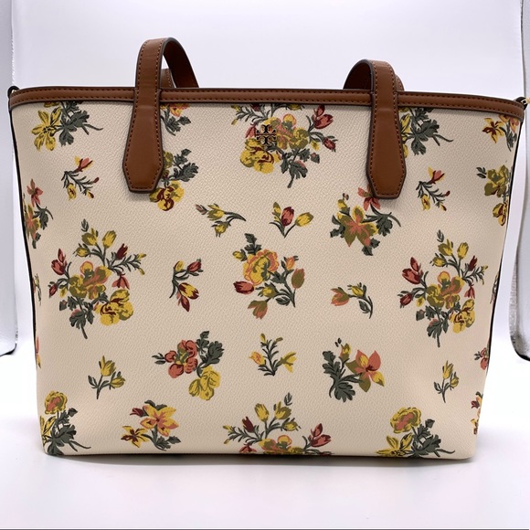 Tory Burch KERRINGTON Rose Floral Small Tote Bag Purse W/Strap - Multi - Picture 2 of 6